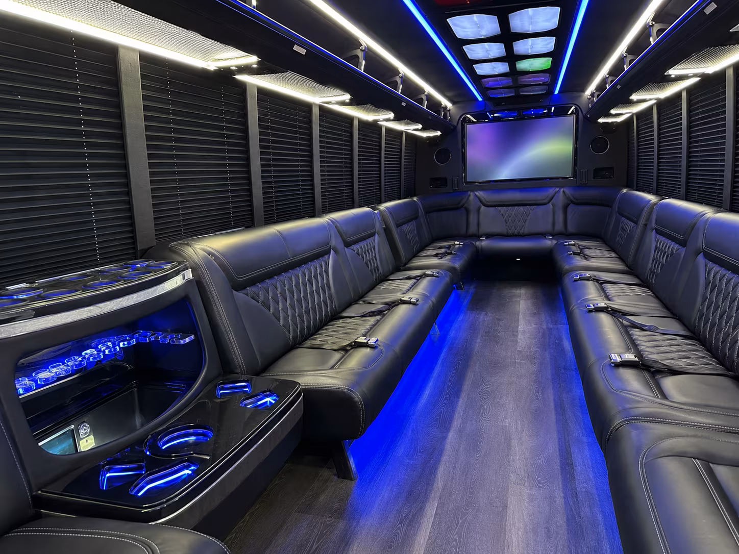 alpharetta 20 passenger party bus inside